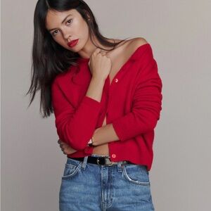 Reformation Clara Cashmere Cardigan in Cherry Red